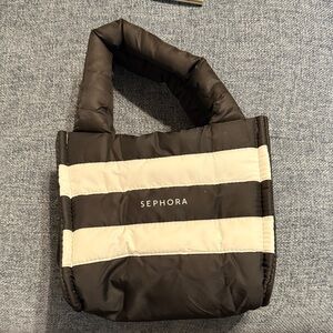 Sephora Black and Cream Puffy Mini Tote Bag
